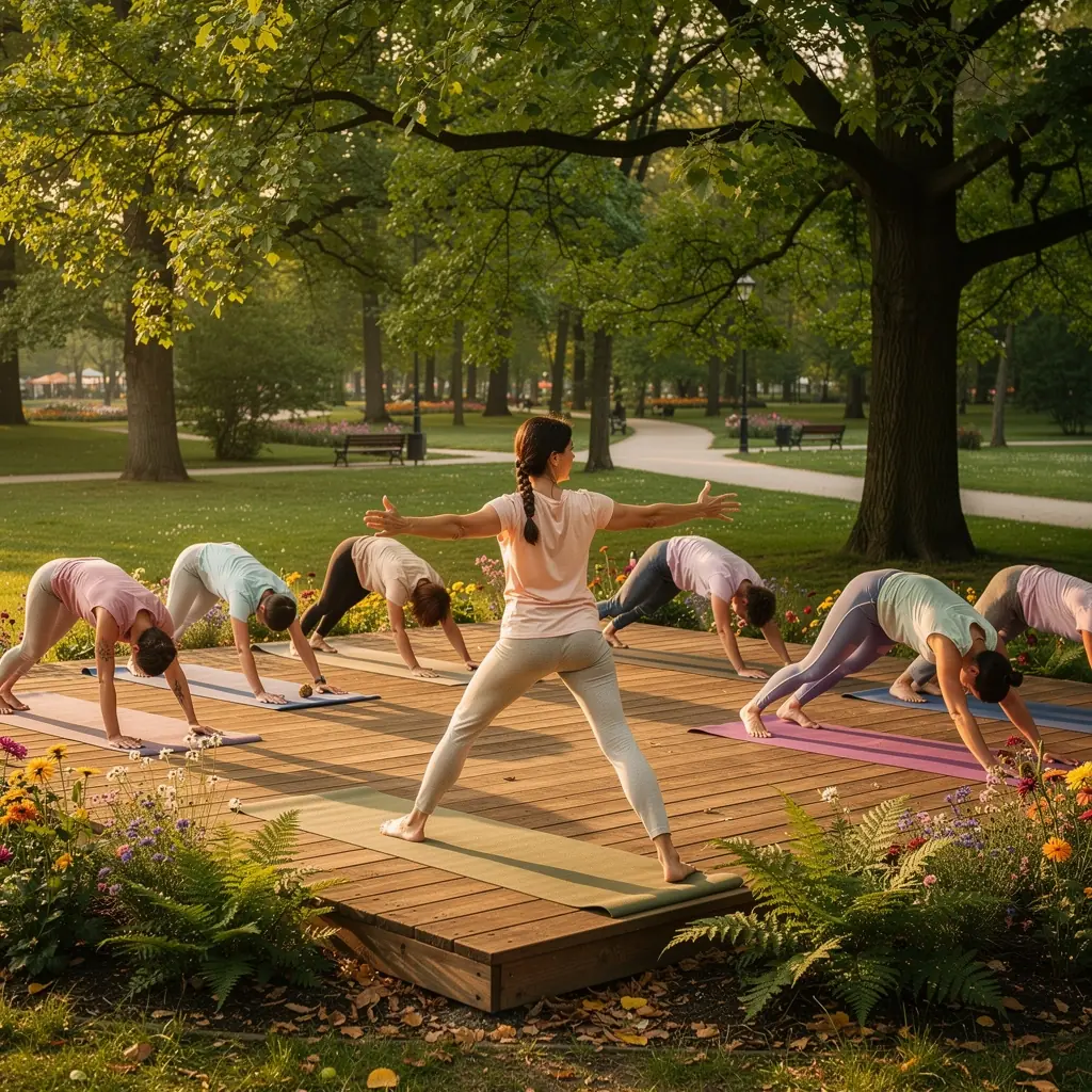 Kobieta wykonująca asanę w otoczeniu naturalnego światła, z wyraźnym skupieniem na oddechu.
